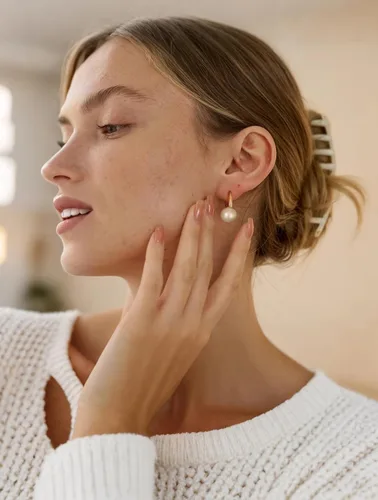 Miniatura 64 de Aretes colgantes de plata de ley 925 seleccionados a mano AAA+ de 7.5 a 0.315 in con perlas cultivadas de agua dulce blancas para mujer