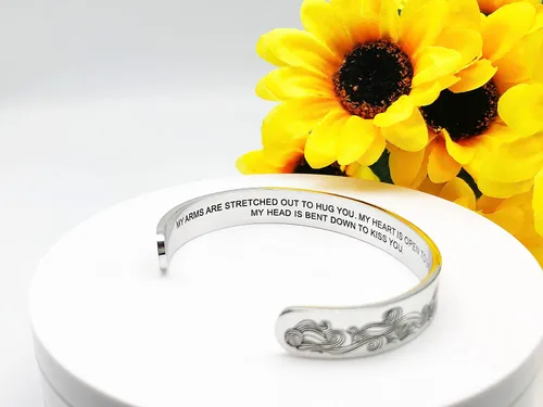 Miniatura 201 de Pulseras inspiradoras para mujer, joyería de acero inoxidable, con refranes, pulsera motivacional con mensaje oculto, pulseras grabadas para mejor
