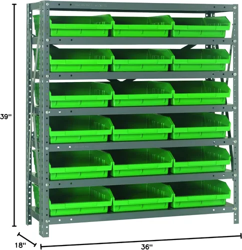 Miniatura 169 de Quantum QSBU-245BK Heavy Duty Shelving Unit with (7) Shelves and (24) QUS245 Black Bins for Garage Warehouse Storage Distribution 400 lb Load