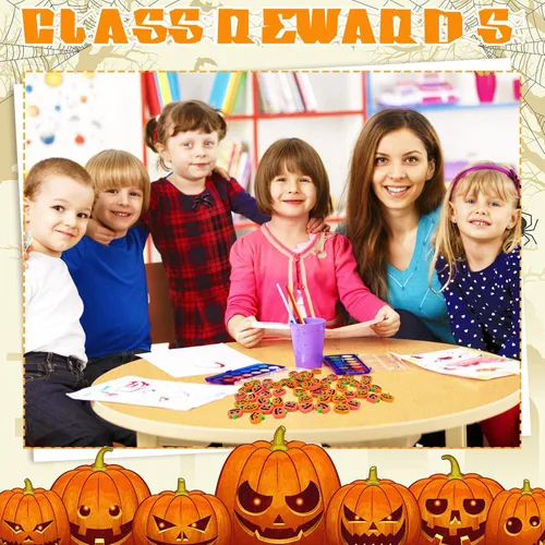 Miniatura 4 de 48 borradores de calabaza de Halloween para niños, lindos borradores novedosos, borradores de lápiz, recompensas de tareas, estudiantes, premios