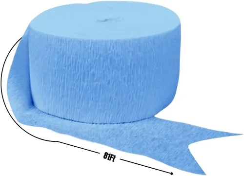 Miniatura 2 de Rollo de papel crepé azul bebé, 81 pies (1 unidad), ideal para impresionantes manualidades, decoración de fiestas y más