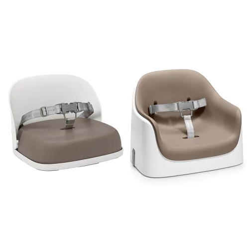 OXO Tot Perch - Asiento elevador con correas, color topo y asiento elevador Tot Nest con cojín extraíble, color gris pardo