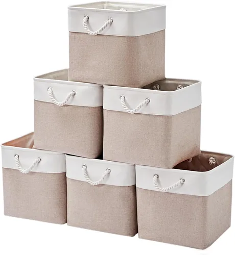 Cubos de Almacenamiento de 13 x 13 Pulgadas, Paquete de 6 Cubos de Almacenamiento para Estantes, Contenedores de Almacenamiento de Tela Plegables