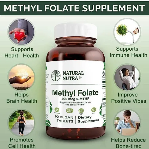 Miniatura 3 de Natural Nutra Activo Metil Folato Suplemento con Quatrefolic, L-5-MTHF, Apoya el Sistema Inmunológico, Apoya la Salud del Cerebro, Salud