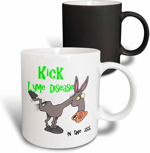 Miniatura 9 de 3dRose dooni diseños causa conciencia cinta diseños Kick Lyme Enfermedad en el Ass – La Conciencia Cinta causa Diseño – Tazas, Negro/Blanco