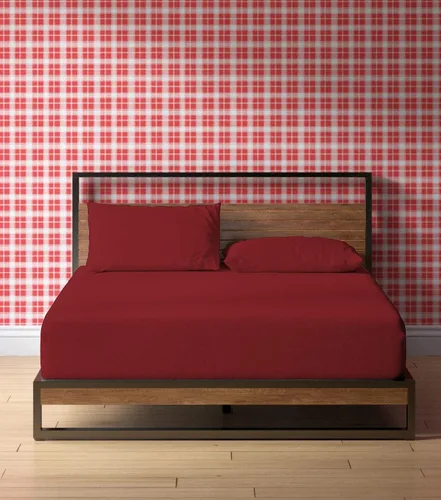 Miniatura 2 de Sábanas de cama 100% algodón orgánico de bolsillo extra profundo, tamaño individual, color burdeos, sábanas orgánicas de 1000 hilos, sábanas