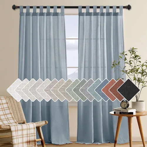Miniatura 30 de H.VERSAILTEX Cortinas aireadas mezcladas de lino natural con pestaña superior para sala de estar, decoración del hogar, material suave y rico que