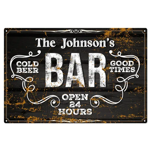 Miniatura 9 de Letrero de barra personalizado, nombre de barra rústico personalizado para decoración de interiores y exteriores, 10 x 14 pulgadas, aluminio 040