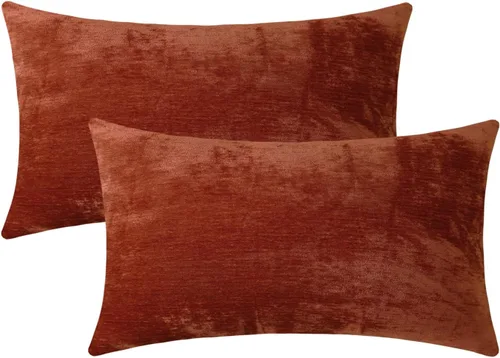 Miniatura 47 de Jeneoo - Fundas de almohada decorativas rojas brillantes de chenilla suave, fundas de cojín cómodas y sólidas para sofá de sala de estar