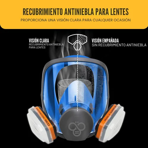 Miniatura 5 de Máscara respiradora de cara completa con filtros de vapor orgánicos A1, respirador purificador de aire reutilizable para pintura, resina, humos