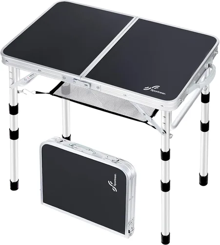 Miniatura 11 de Sportneer Mesa de campamento: Mesa plegable pequeña de altura ajustable de 35.4 pulgadas de largo x 23.6 pulgadas de ancho con 2 capas de malla