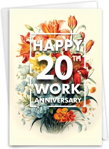 Miniatura 10 de NobleWorks Tarjeta de notas de aniversario del 20º hito con sobre, 20 años de amor, tarjeta de matrimonio para esposa, marido, parejas, conteo
