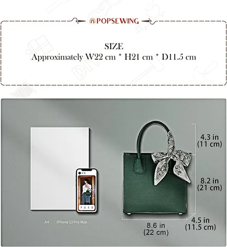 Miniatura 2 de POPSEWING Mini bolso de mano de cuero de grano superior, kit de bricolaje, bolsa de hombro cruzada con kits de costura para mujeres y niñas, kit