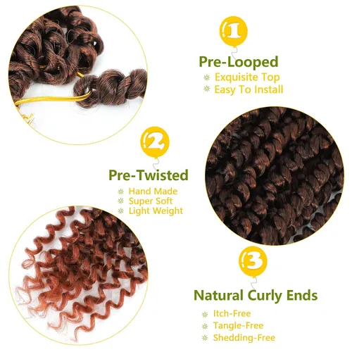 Miniatura 5 de Fulcrum Cabello Passion Twist de 8 pulgadas, 8 paquetes de cabello de ganchillo Passion Twist para mujeres negras, cabello pretrenzado de ganchillo