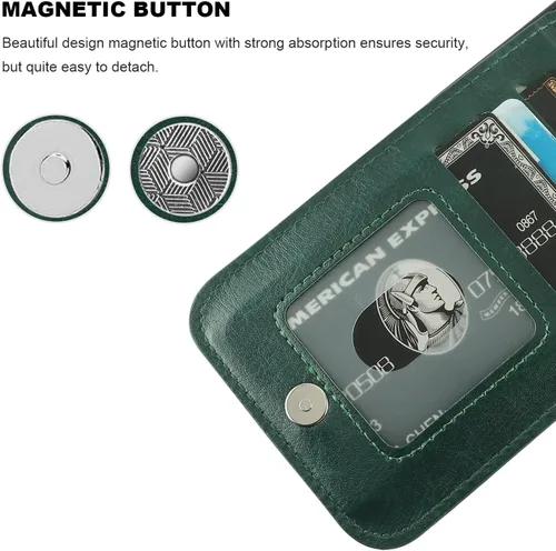 Miniatura 7 de KIHUWEY Compatible con iPhone 15 Pro Max Funda Cartera con soporte para tarjeta de crédito, con tapa de cuero premium, cierre magnético, función