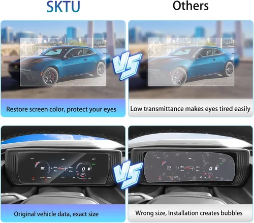Miniatura 6 de SKTU 2 piezas para Dodge Charger 2024 2025 2026 Accesorios protectores de pantalla para Dodge Charger 2024 2025+ pantalla de tablero de 12.3