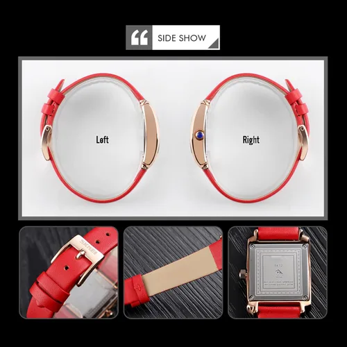 Miniatura 5 de MASTOP Relojes de pulsera de lujo para mujer, correa de cuero fina, resistente al agua, con correa de cuero