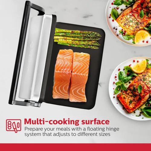 Miniatura 2 de Holstein Housewares Plancha Eléctrica para Tostar Sándwiches, Varios Snacks - Negro/Acero Inoxidable (260 x 170mm)