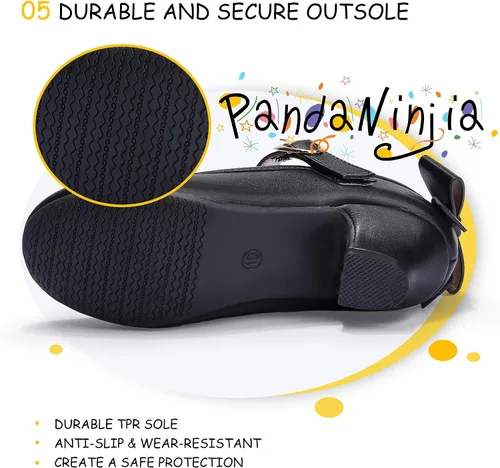 Miniatura 119 de PANDANINJIA Vestido de jada para niñas y niños pequeños, zapatos de princesa Mary Jane con tacones con lazo para fiesta, boda, boda