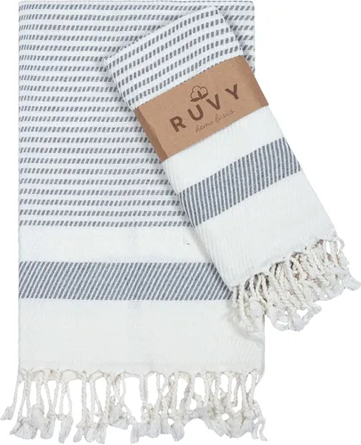 Miniatura 13 de Ruvy Home Basics - Juego de 2 toallas de mano turcas para baño, 18 x 40 pulgadas, algodón, toallas de mano decorativas para cocina, cocina, té, Negro
