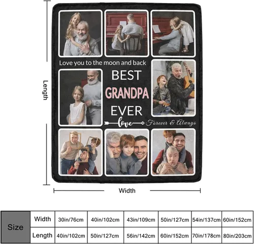 Miniatura 3 de Regalos para el Abuelo - Manta Personalizada con Foto, Haz una Manta Personalizada para el Día del Padre con Imágenes, Manta Personalizada