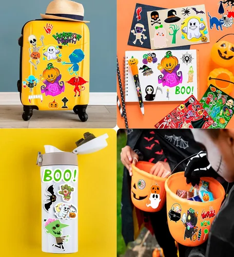 Miniatura 5 de Calcomanías de Halloween, recuerdos de fiesta de Halloween, 36 hojas de calcomanías navideñas, decoración de fiesta de Halloween, manualidades
