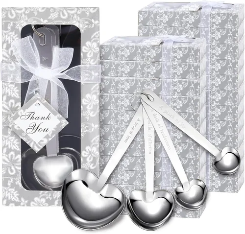 Juego de 50 cucharas medidoras de corazón, recuerdos de boda a granel para invitados, regalos de despedida de soltera, cuchara medidora de cocina,