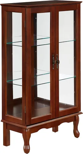 Miniatura 4 de Gabinete Curio iluminado, gabinetes Curio con puertas de cristal, gabinete de China con estantes ajustables, vitrina de vidrio templado