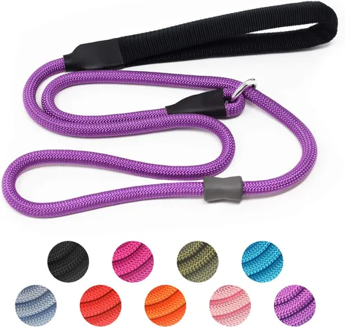 Miniatura 11 de Correa de Entrenamiento para Perros de Cuerda Deslizante Fuerte (4 pies) – Correa de Nylon Trenzado Resistente y Duradera con Tope de Goma y Mango