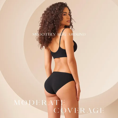 Miniatura 4 de SIMIYA Paquete de 710 ropa interior de algodón para mujer, ropa interior elástica hipster, ropa interior transpirable y suave para bikini