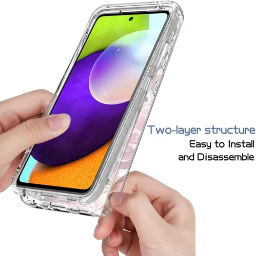 Miniatura 4 de Funda para Galaxy A52 5G/4G/Samsung A52 SM-A526, bonita funda protectora de cuerpo completo transparente con protector de pantalla de vidrio
