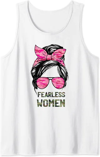 Camiseta sin mangas Fearless Women I Camo Green Camoflauge Pink messy Burn Hair, Azul