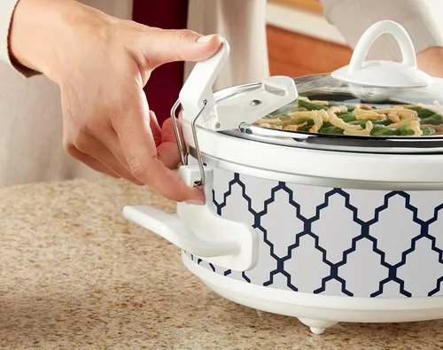 Miniatura 6 de Crock-Pot mini olla cacerola de cocción lenta de 2.5 qt, color blanco/azul