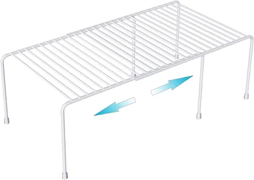 Organizador de armario de cocina y estantes de almacenamiento, estante organizador expandible para congelador con patas resistentes a los arañazos