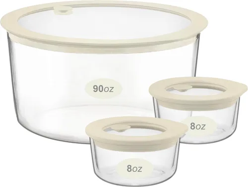 Miniatura 14 de Juego de recipientes de vidrio para alimentos Urban Green con tapa de vidrio, paquete de 3, juego de recipientes de almacenamiento de alimentos
