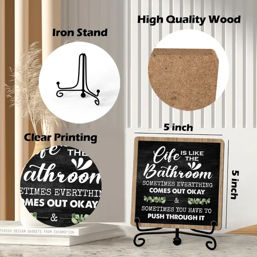 Miniatura 2 de Divertidas decoraciones de baño, decoración de estante de baño y accesorios, letreros de la vida es como el baño, bonito letrero de baño