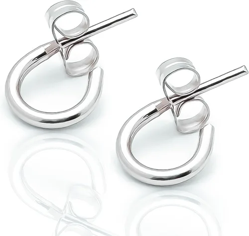 Miniatura 14 de Aretes de aro de plata de ley, plata de ley 925, 0.472 in, 16 ga, aretes de aro para mujer, aretes de aro de plata hipoalergénica, aretes de aro
