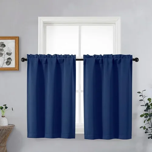 Miniatura 116 de OVZME Cortinas opacas turquesa para tratamiento de ventanas pequeñas, cortinas cortas con bloqueo de luz para ventana de cocina sobre el fregadero