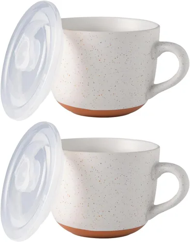 Miniatura 17 de AmorArc Tazas de sopa de cerámica con tapa, tazas grandes de sopa de 710 ml con asa para café, cereal, ensalada, fideos, té, tazas de sopa con tapa