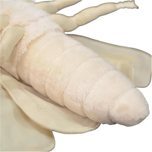 Miniatura 7 de FRANKIEZHOU Animal de peluche de polilla de seda de simulación, color blanco, 15 pulgadas, juguete de peluche suave para niños, bebé, decoración