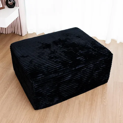 Miniatura 4 de Otomana de pana de felpa de 37.4 pulgadas, otomana tapizada de nube para sofá deshuesado en una caja, sofás modulares seccionales para sala de Negro