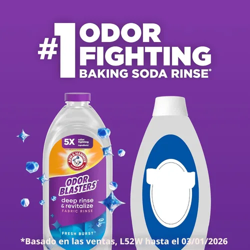 Miniatura 2 de ARM & HAMMER Odor Blasters Enjuague Profundo y Revitalizante para Telas, Aditivo para Lavandería, Elimina Sudor y Olores a Humedad, Aroma Fresh
