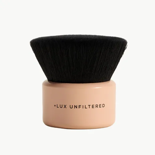 + Lux Unfiltered Cepillo corporal de mezcla – Cepillo autobronceador – Aplicador de mezcla Kabuki para autobronceado, brillo corporal y bronceador –