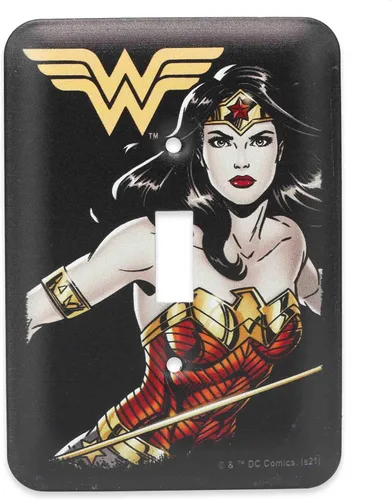 DC Comics Wonder Woman - Placa de interruptor de luz de metal, decoración vintage de Wonder Woman para dormitorio o cueva de hombre Dorado