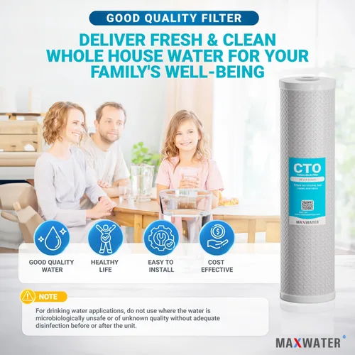 Miniatura 6 de Max Water Cartucho de filtro de bloque de carbono CTO de 20 x 4.5 micrones, reemplazo de filtro de agua para toda la casa compatible con FC25B