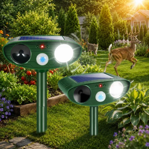 Sonic Fortress Pro Deer Repellent Devices Solar Ultrasonic Animal Repellent Outdoor with Motion Detection&Flash Light Rabbit Fortress Pro Keep