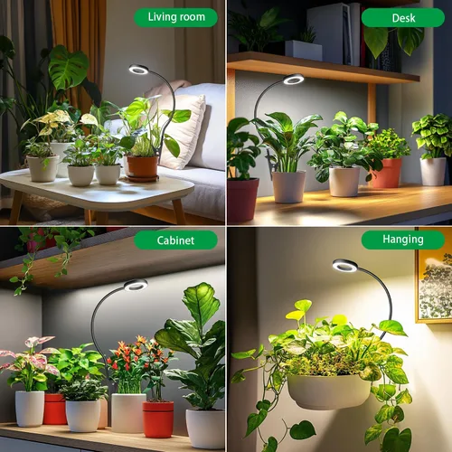 Miniatura 7 de Luz de cultivo con clip, luces de plantas de halo de 6000 K para cultivar plantas pequeñas, lámpara LED de espectro completo con temporizador