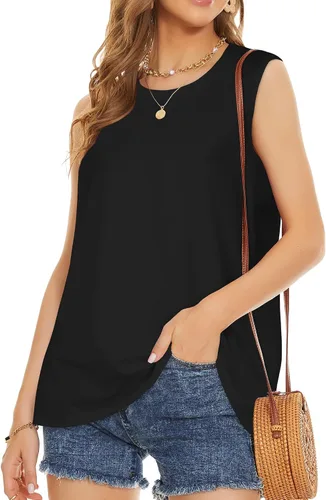 Miniatura 3 de Camiseta de verano para mujer, sin mangas, floral, casual, linda, holgada, bonita camiseta tipo túnica