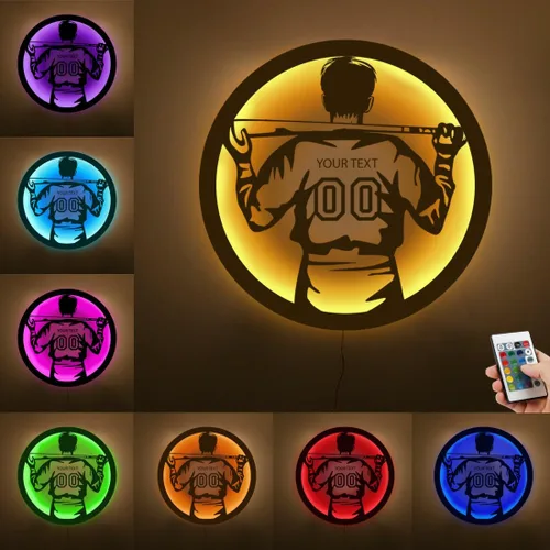 Miniatura 17 de Letrero de metal personalizado para jugador de béisbol con luz LED, nombre y número personalizado, arte de pared de béisbol, letrero de neón