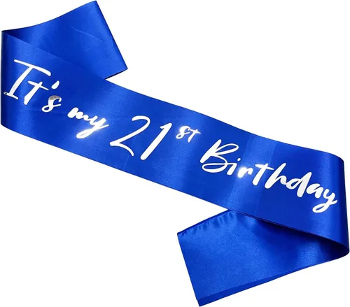 Miniatura 8 de Banda de cumpleaños número 21, bandas suaves de satén rosa intenso con letra plateada con purpurina, decoraciones de cumpleaños para niñas, 21 rosa